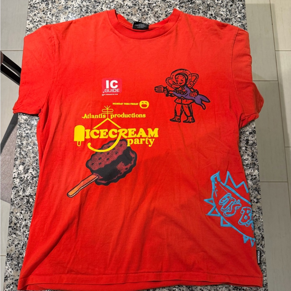 Red Graphic T-Shirt “Check in for laughs” Design